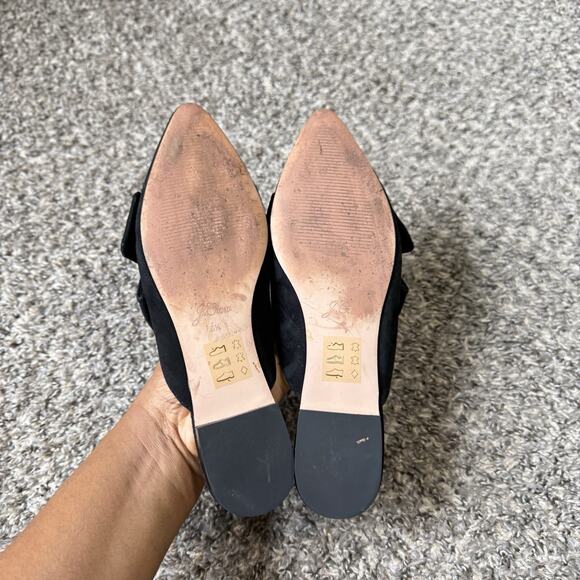 J. CREW Marina Bow Slide Mule Pointed Toe Women’s 6.5 Black Suede Leather EUC - Picture 4 of 8